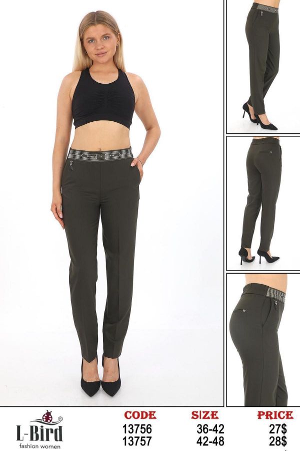 Picture of L-BIRD 13757 KHAKI Plus Size Women Pants 