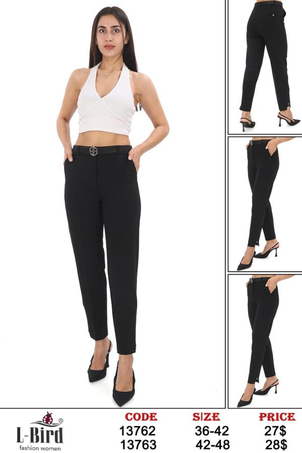 Picture of L-BIRD 13763 BLACK Plus Size Women Pants 