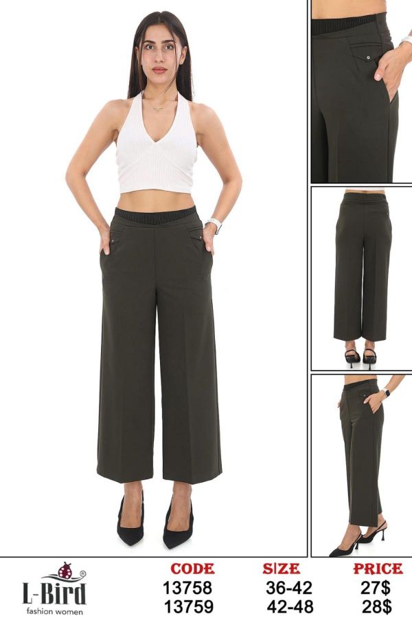 Picture of L-BIRD 13759 KHAKI Plus Size Women Pants 