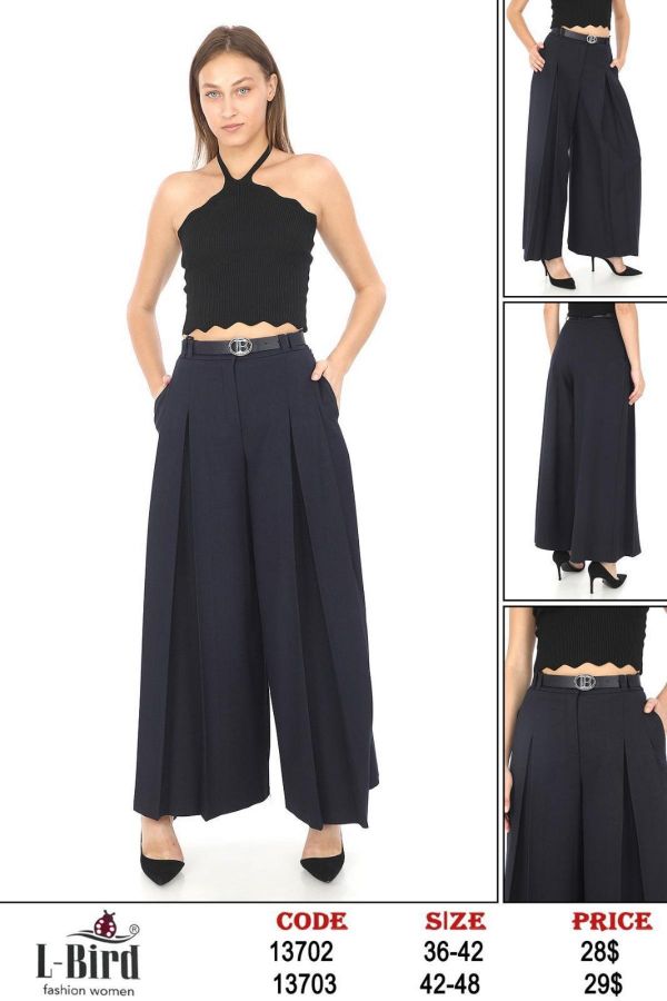 Picture of L-BIRD 13703 NAVY BLUE Plus Size Women Pants 