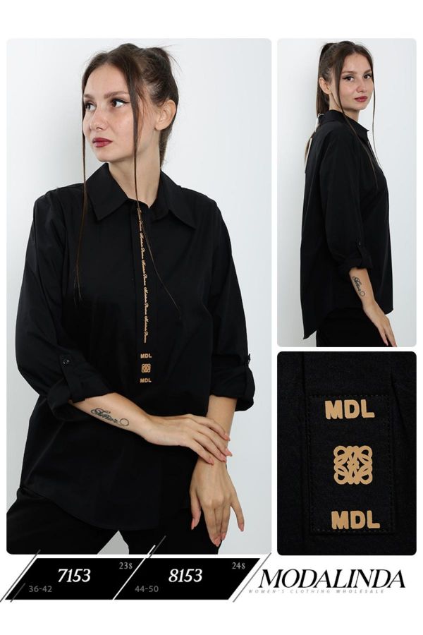 Picture of Modalinda 8153xl BLACK Plus Size Women Blouse 