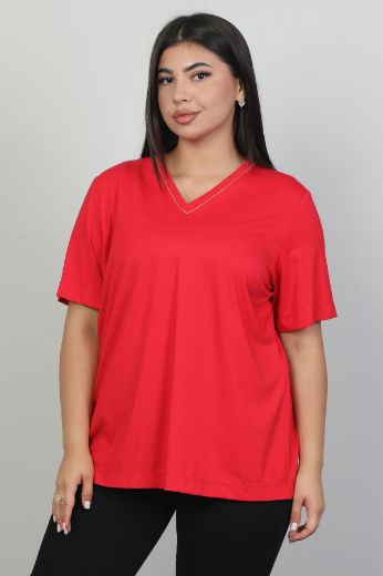 Picture of 4gKiwe MWK526xl RED Plus Size Women Blouse 