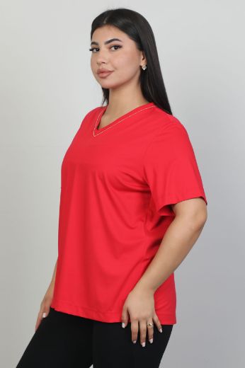 Picture of 4gKiwe MWK526xl RED Plus Size Women Blouse 