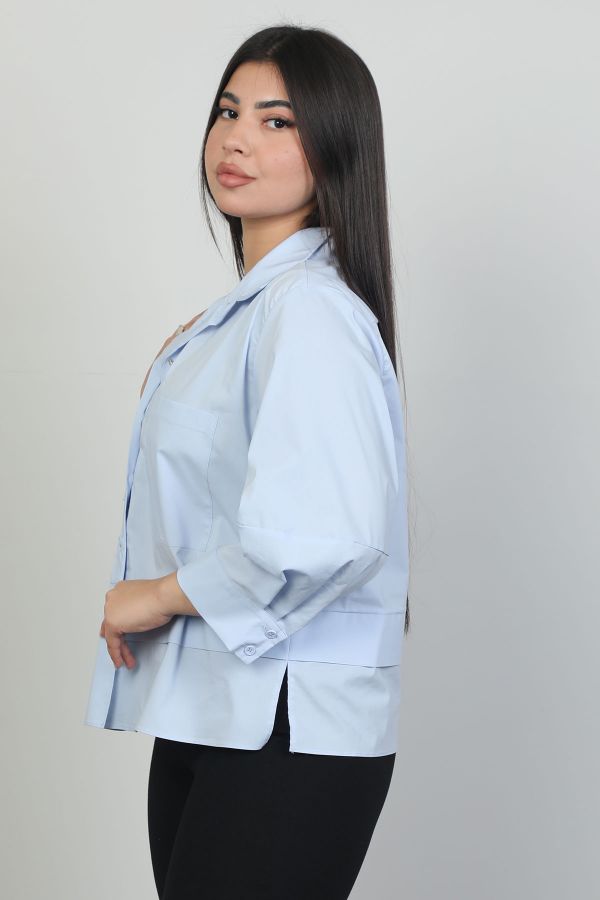 Picture of ROXELAN RB3069xl LIGHT BLUE Plus Size Women Blouse 