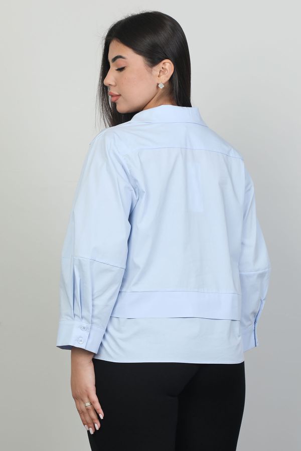 Picture of ROXELAN RB3069xl LIGHT BLUE Plus Size Women Blouse 