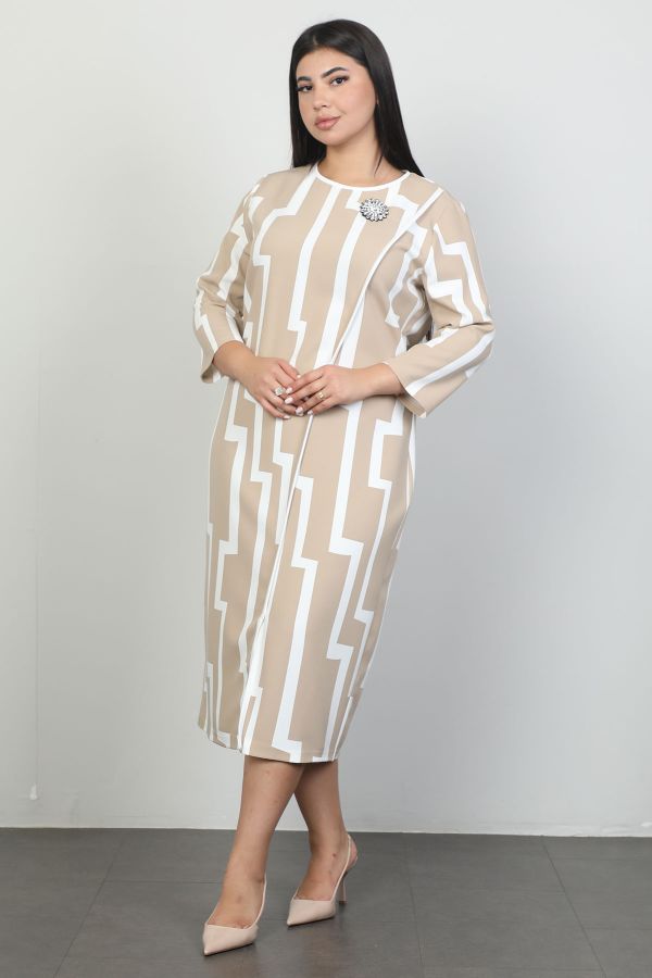 Picture of Vittoria 24718xl BEIGE Plus Size Women Dress 