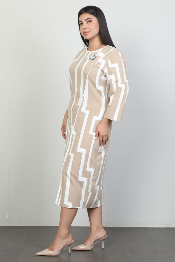 Picture of Vittoria 24718xl BEIGE Plus Size Women Dress 