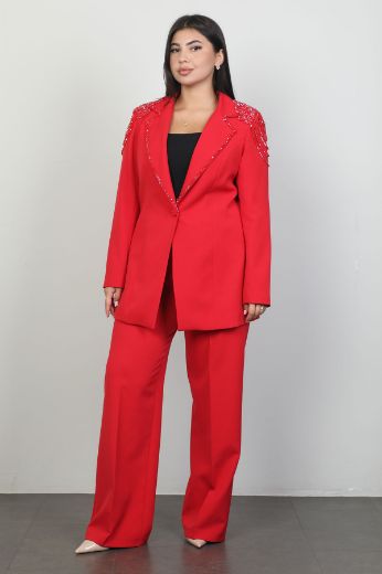 Picture of Xewn 2203xl RED Plus Size Women Suit