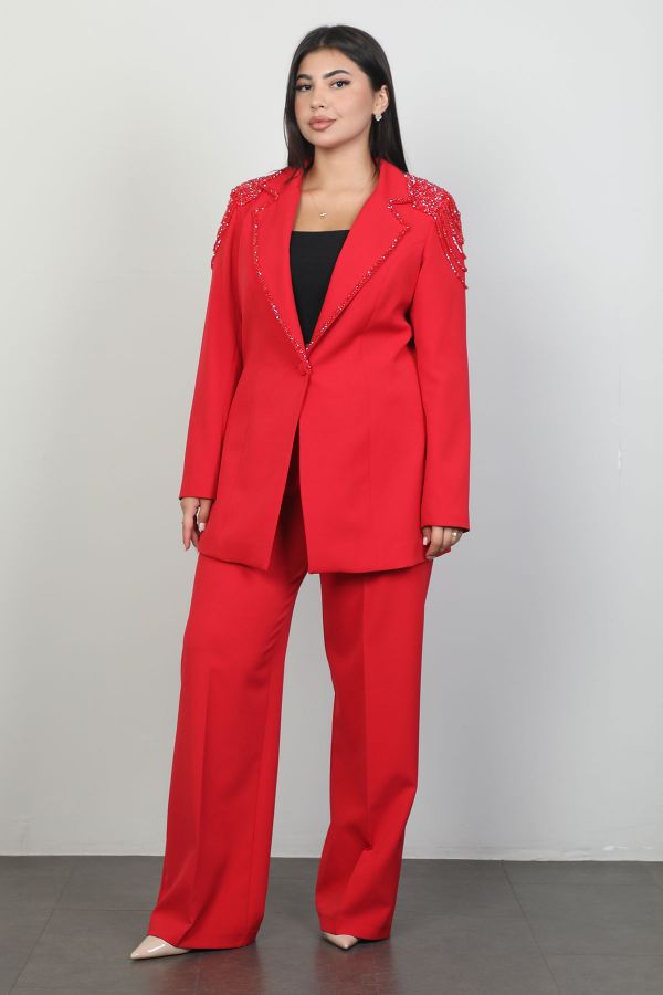 Picture of Xewn 2203xl RED Plus Size Women Suit