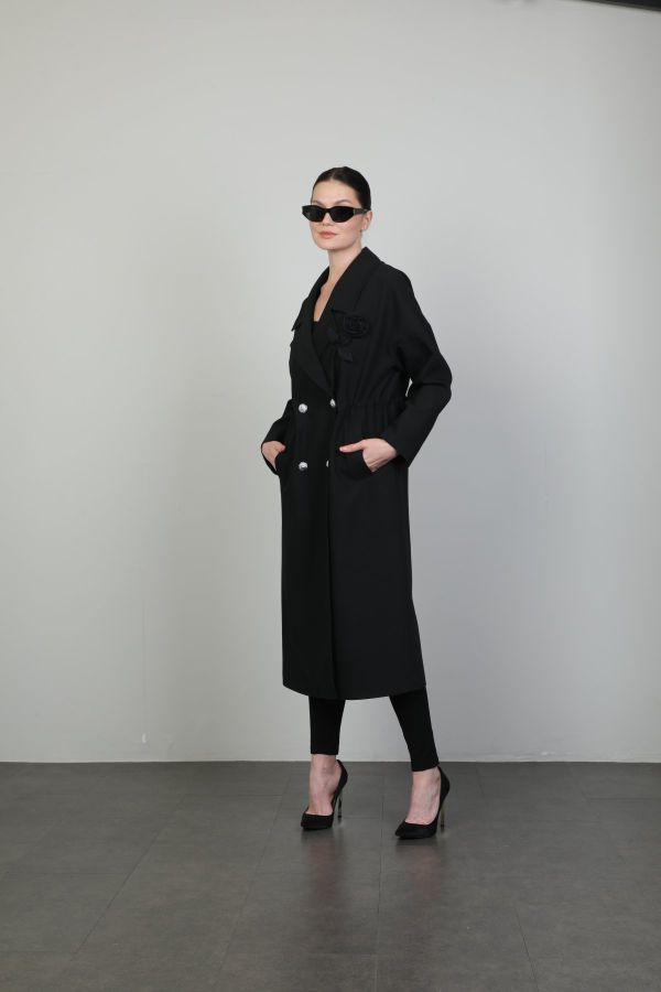 Picture of Icon 486 KB BLACK Women Trenchcoat