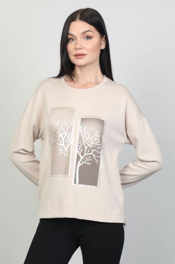 Picture of Butella 16202 BEIGE Women Sweatsihrt