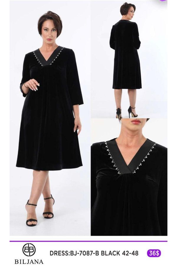 Picture of Biljana 7087xl BLACK Plus Size Women Dress 