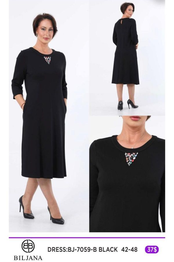 Picture of Biljana 7059xl BLACK Plus Size Women Dress 