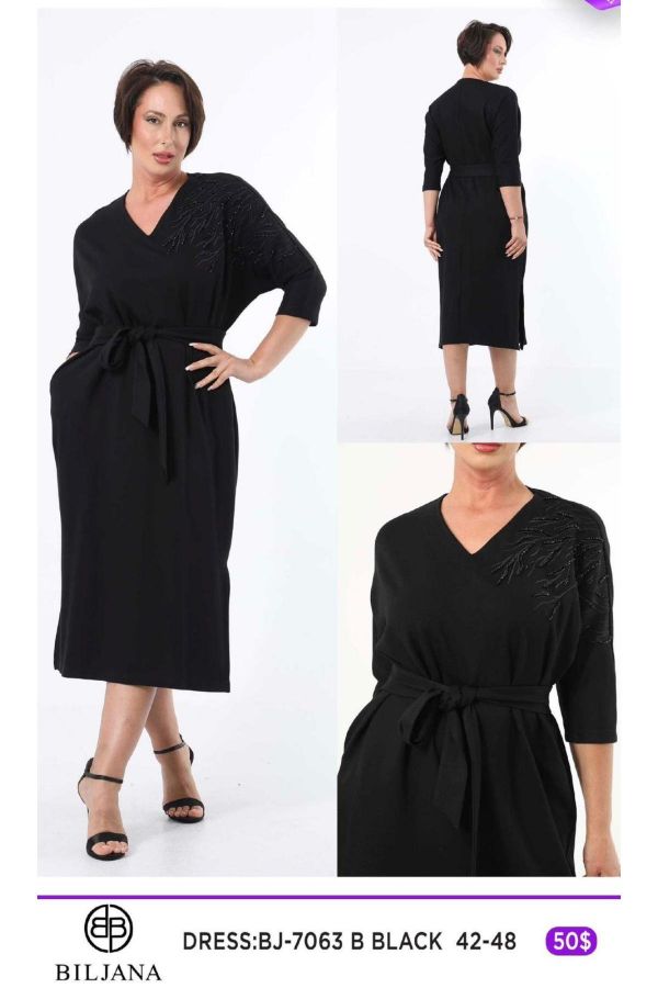 Picture of Biljana 7063xl BLACK Plus Size Women Dress 