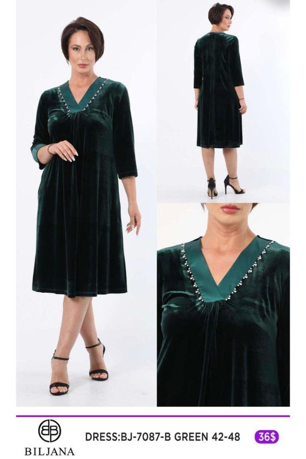 Picture of Biljana 7087xl GREEN Plus Size Women Dress 