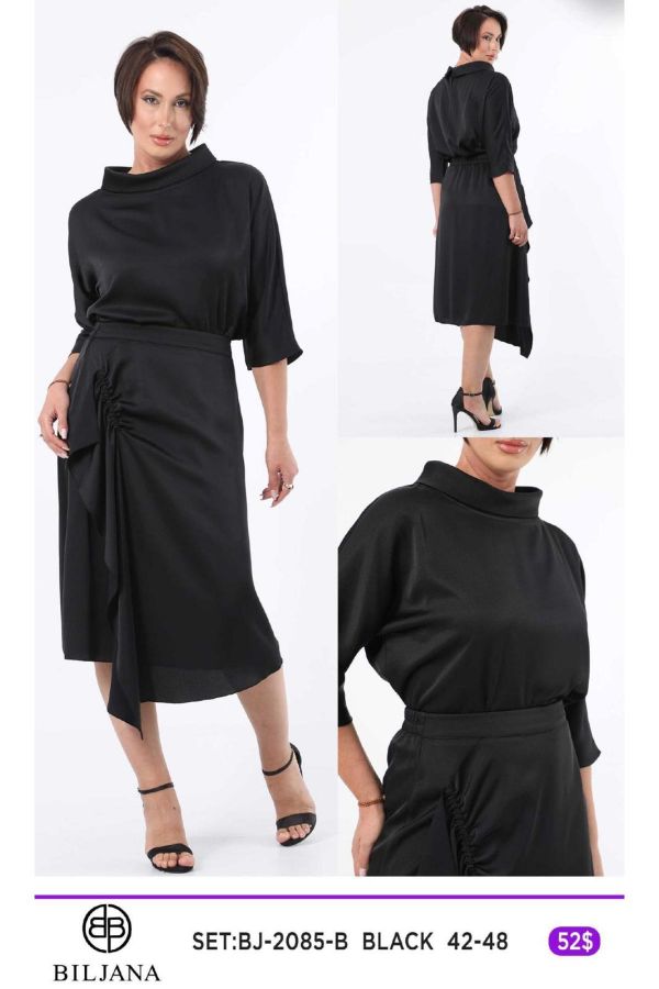 Picture of Biljana 2085xl BLACK Plus Size Women Skirt Suit