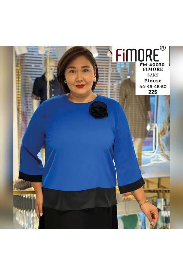 Picture of Fimore 40030xl SAX Plus Size Women Blouse 