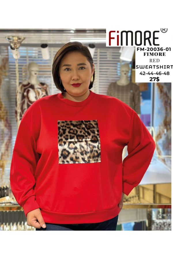 Picture of Fimore 20036-01xl RED Plus Size Women's Sweatshirt