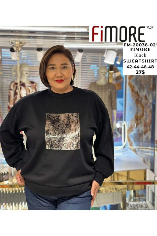 Picture of Fimore 20036-02xl BLACK Plus Size Women's Sweatshirt