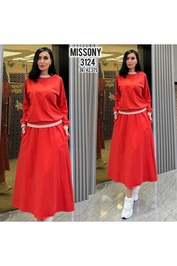 Picture of F.X Missony 3124 RED WOMANS SKIRT SUIT 