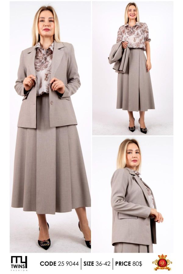 Picture of My Twins 259044 GREY WOMANS SKIRT SUIT 