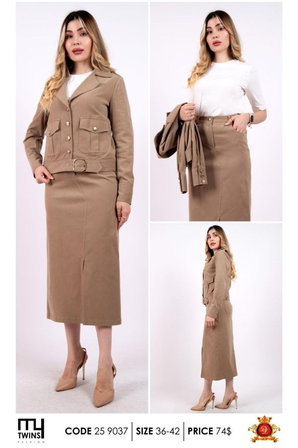 Picture of My Twins 259037 BROWN WOMANS SKIRT SUIT 