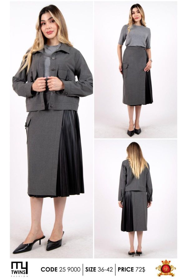 Picture of My Twins 259000 GREY WOMANS SKIRT SUIT 