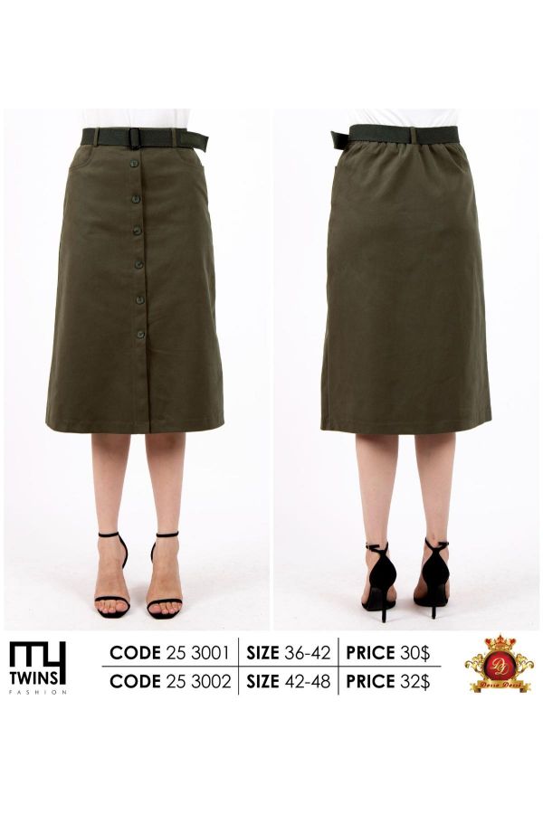 Picture of My Twins 253002xl KHAKI  Plus Size Women Skirt 