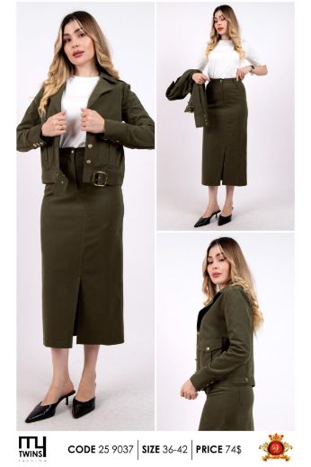 Picture of My Twins 259037 KHAKI WOMANS SKIRT SUIT 