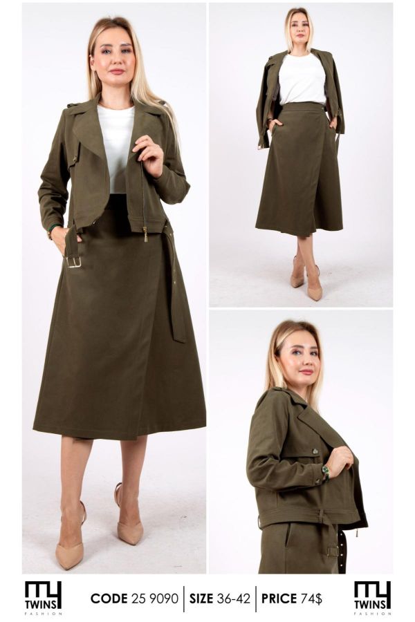 Picture of My Twins 259090 KHAKI WOMANS SKIRT SUIT 