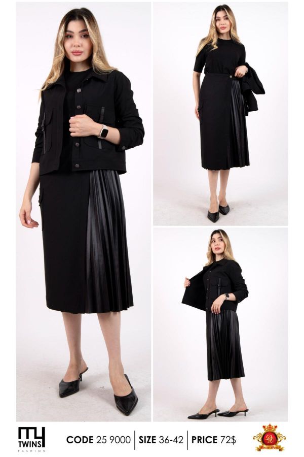 Picture of My Twins 259000 BLACK WOMANS SKIRT SUIT 