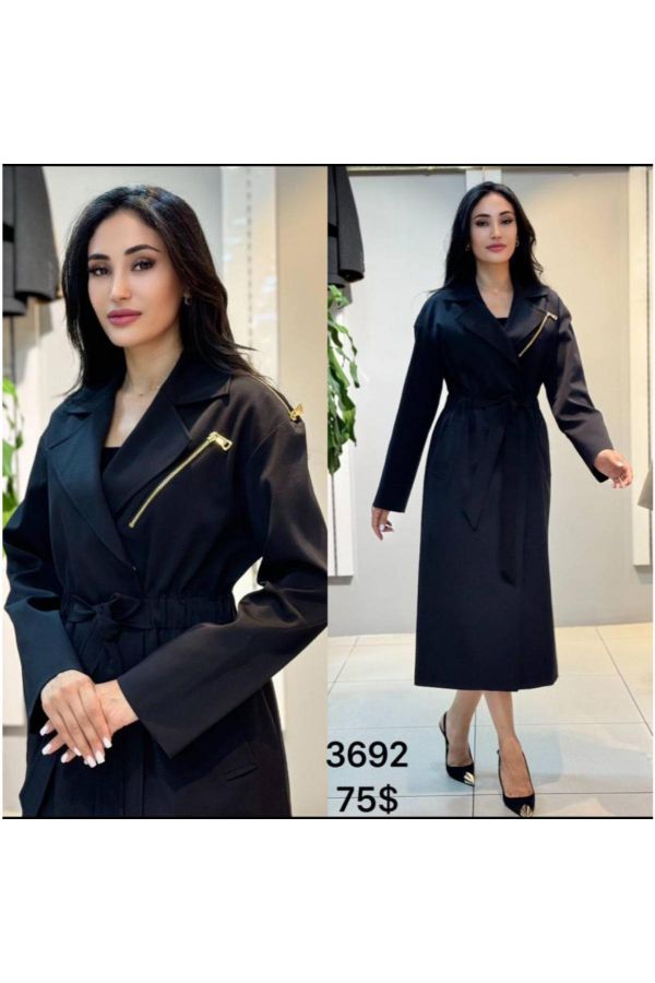 Picture of Renata 3692 BLACK Women Trenchcoat