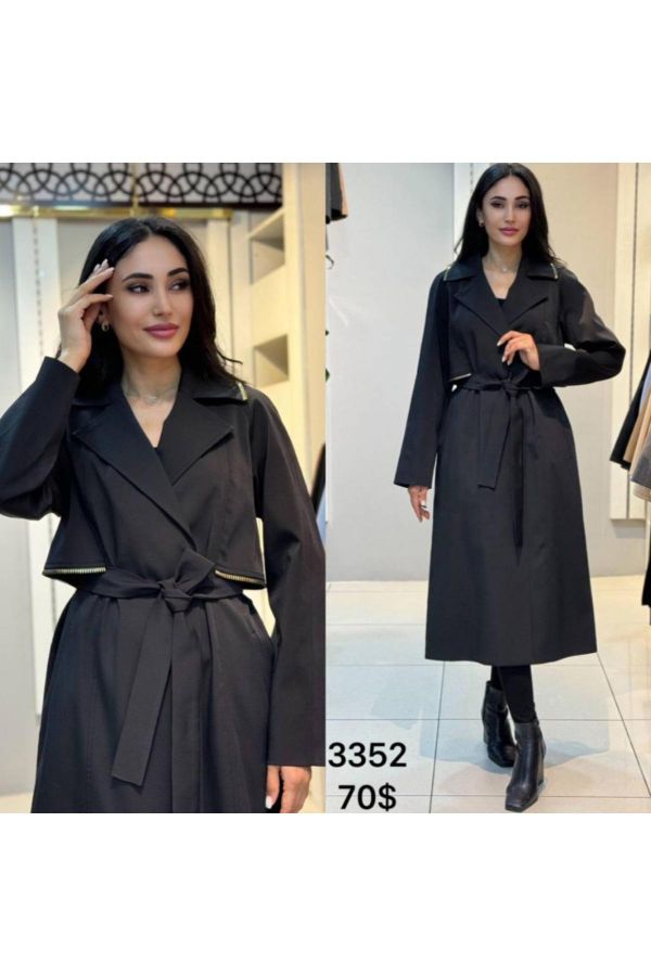 Picture of Renata 3352 BLACK Women Trenchcoat