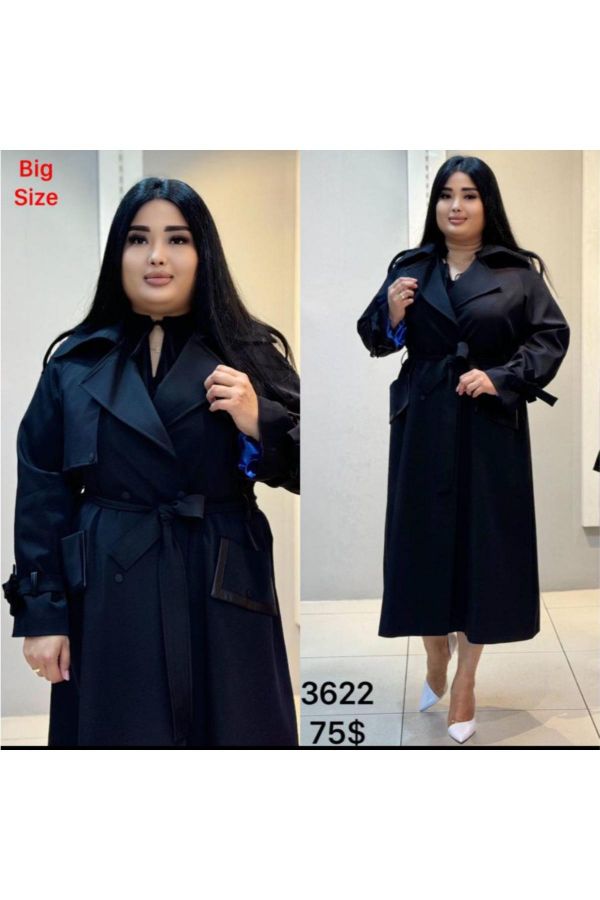 Picture of Renata 3622xl BLACK  Plus Size Women Trenchcoat