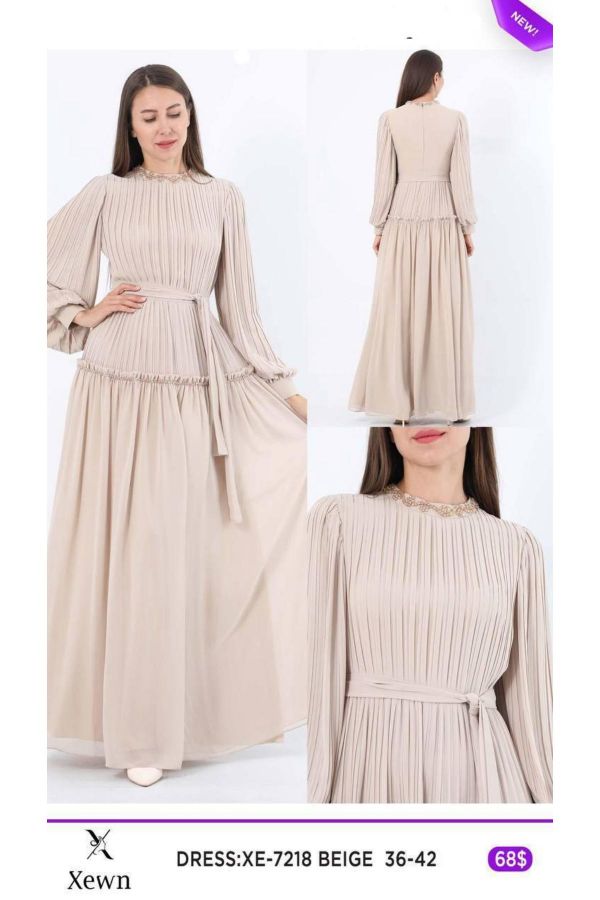 Picture of Xewn 7218 BEIGE Women Dress