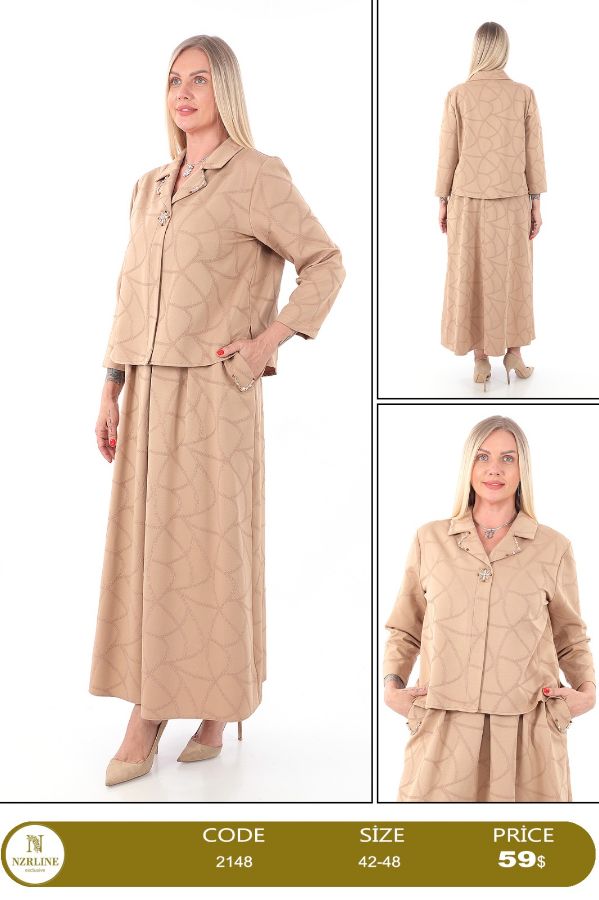 Picture of Nzr Line 2148 BEIGE Plus Size Women Skirt Suit