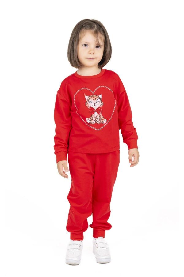 Picture of Best Kids BB23KK12245 RED Girls Sweatpants