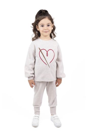 Picture of Best Kids BB23KK12220 BEIGE MELANGE Girls Sweatpants