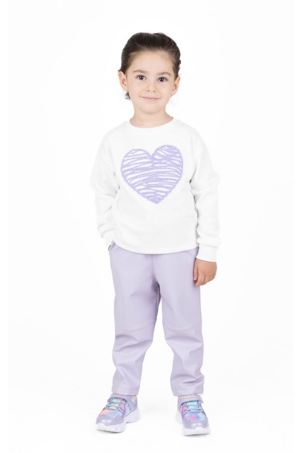 Picture of Best Kids BB23KK12256 ECRU- LILAC Girl Sweatshirt