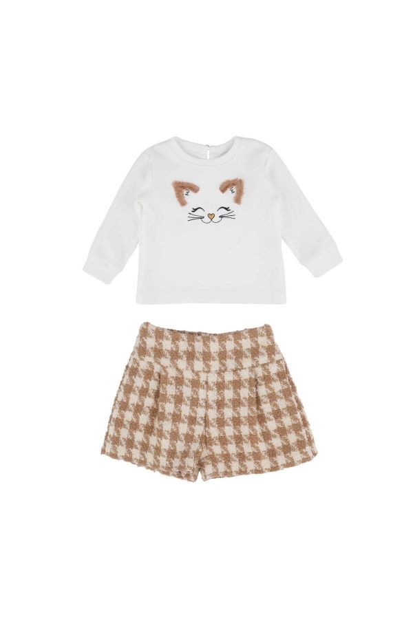 Picture of Best Kids BB23KK10079 ECRU -CAMEL Girl Shorts