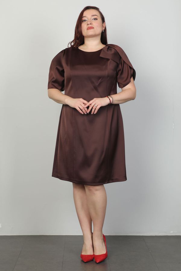 Picture of Of White 2245026xl BROWN Plus Size Women Dress 