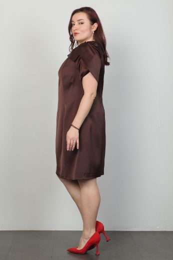 Picture of Of White 2245026xl BROWN Plus Size Women Dress 