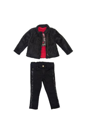 Picture of Bebepan 4107 BORDO-SIYAH Girl Suit