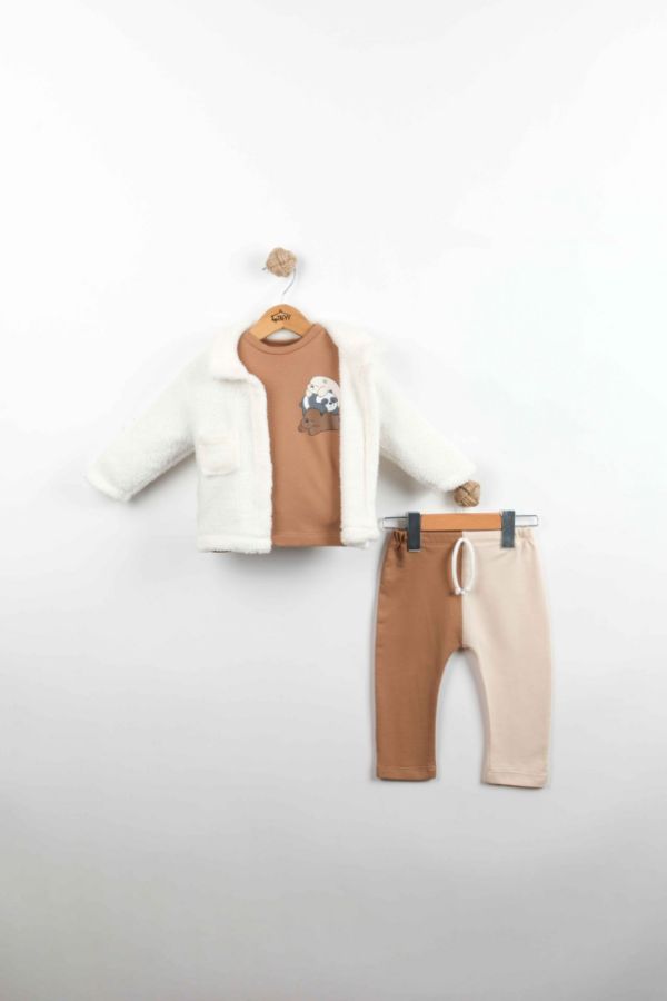 Picture of TAFYY BABY 80181 BROWN-BEIGE Baby Suit