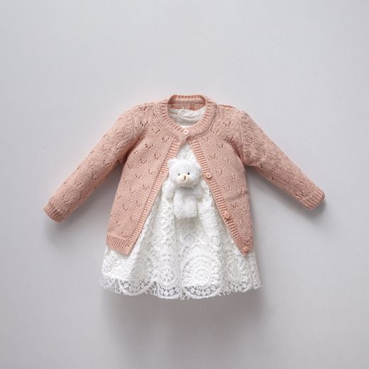 Picture of TAFYY BABY 90071 SALMON Baby Dress