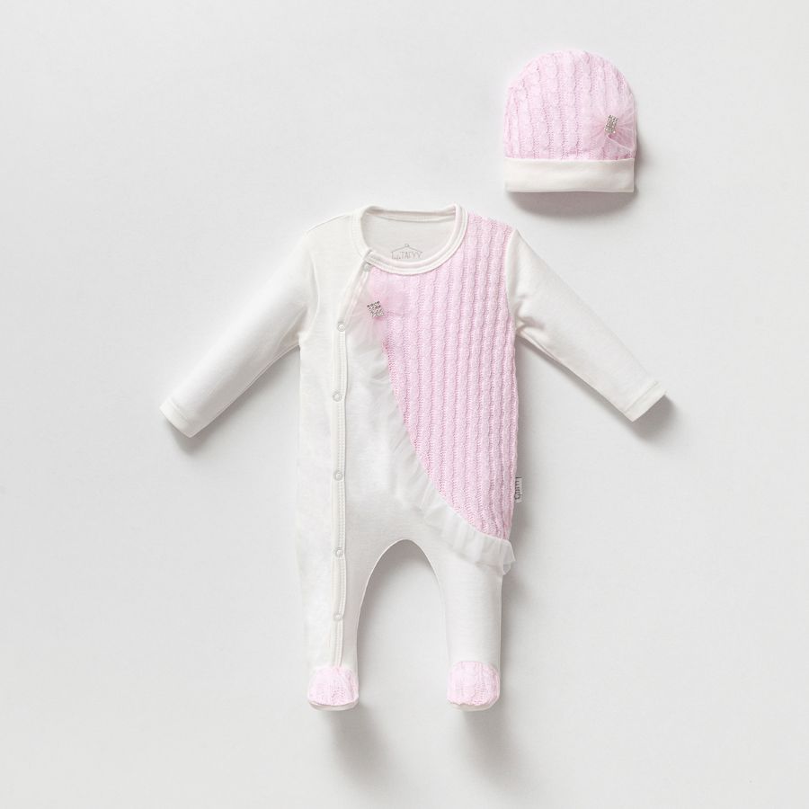 Picture of TAFYY BABY 50661 ECRU-PINK Baby Overalls