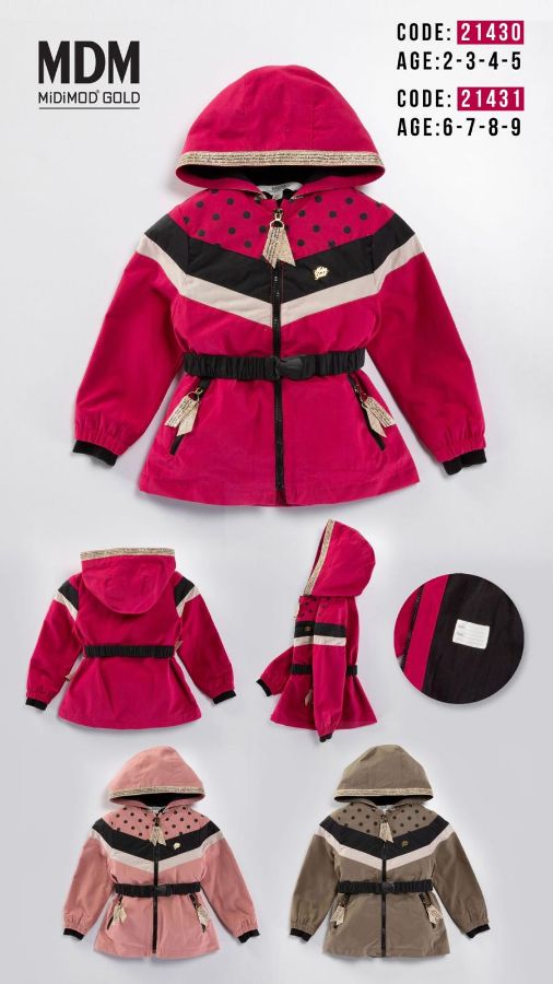 Picture of Midimod M21431 FUCHSIA Girl Trench coat