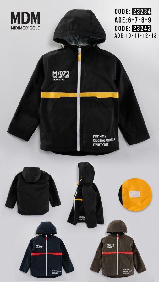 Picture of Midimod M23243 BLACK Boy Trench coat