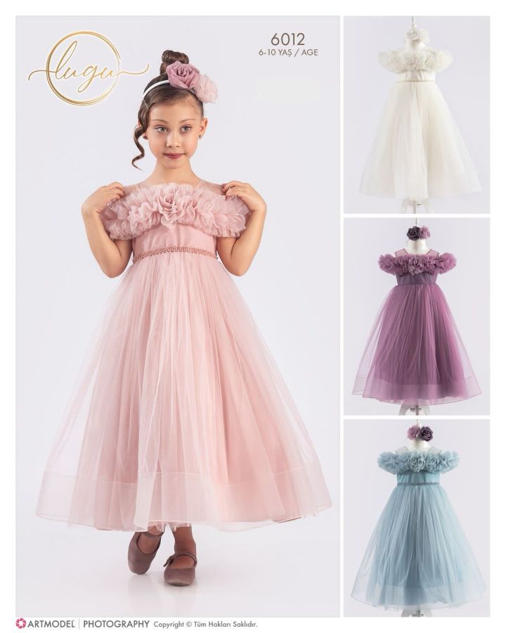 Picture of Lugu L6012 damson Girls’ special occasion dresses