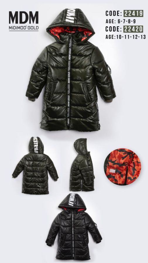 Picture of Midimod M22419 BLACK Boy Coat